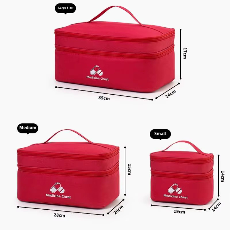 Erste-Hilfe-Tasche aus Oxford-Gewebe mit zwei Schichten zur Medikamenten-Sortierung in Grün und Rot für Zuhause und Reisen - Bild 2