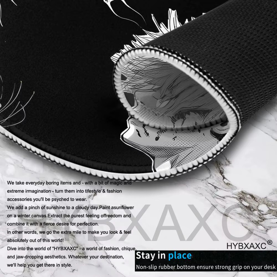 HYBXAXC Speed Esports Mauspad Kaneki Ken Anime Design Wasserdicht, B/B/H: 45 x 40 cm, Schwarz-Weiß - Bild 2