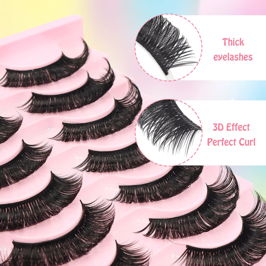 JIYOONJI Falsche Wimpern, Super Mirror D Curly, 10 Paar, Unisex - Bild 3