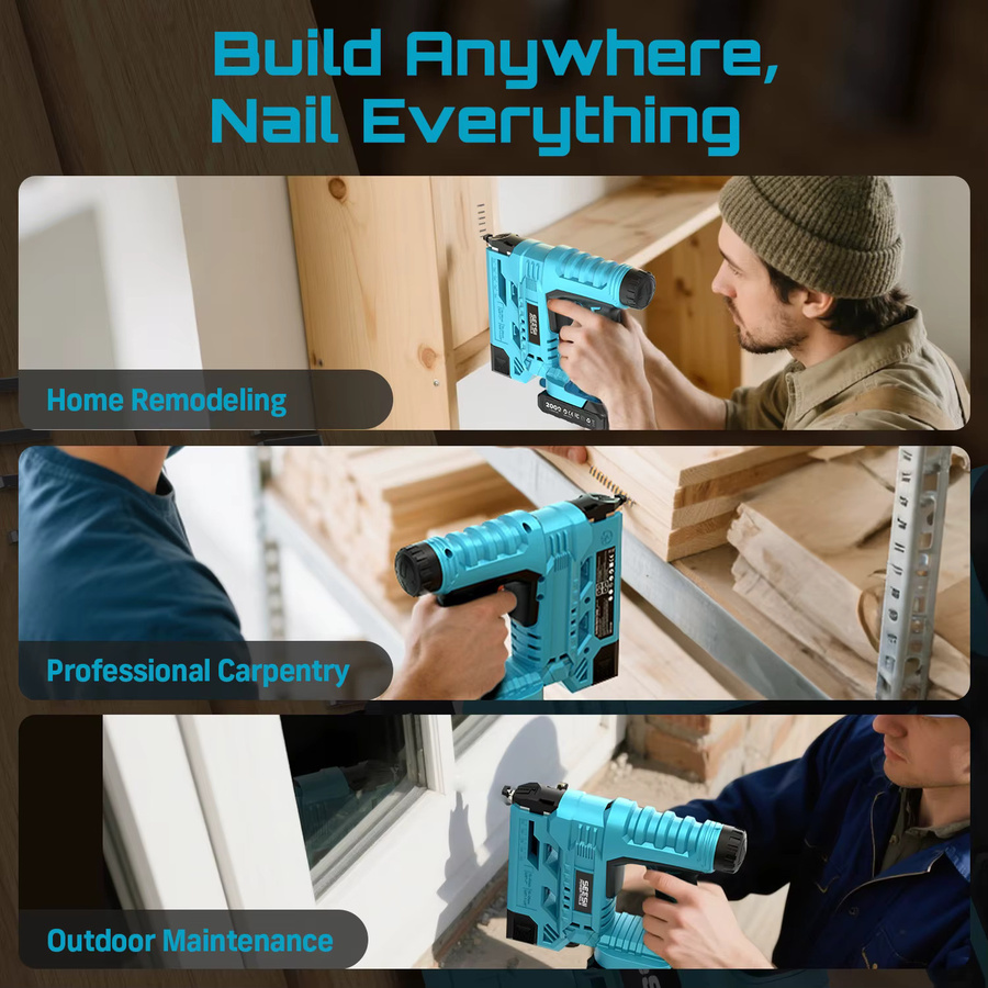 SEESII 2-in-1 Akku-Nagelpistole und Tacker in Blau mit 18 Gauge Brad Nailer und 2.0 Akku für Holzbearbeitung und Möbelrenovierung - Bild 3