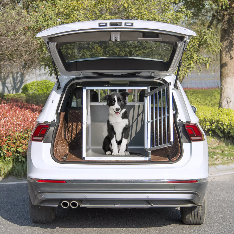Eugad Hundekäfig aus Metall in Weiß und Grau mit 1 Tür als Reisekäfig und Haustierbett für Hunde und Welpen - Bild 3
