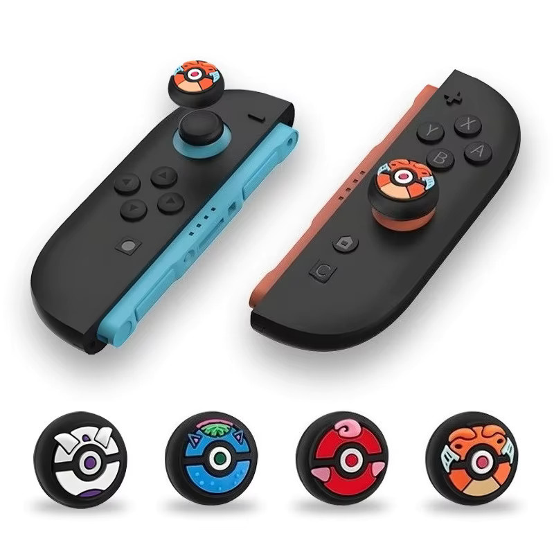 2 Stück Pokemon Poke Ball Silikon-Daumengriffkappen für Nintendo Switch Joy-Con Controller in Multicolor - Bild 3
