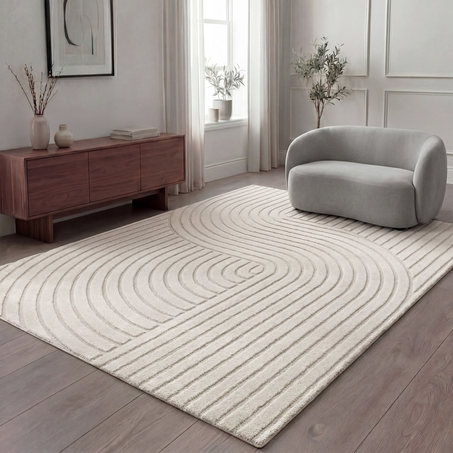Moderner Teppich Aurora in Creme mit geometrischem Design, B/T: 160 x 220 cm - Bild 2