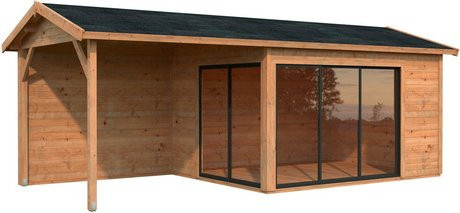 Palmako Gartenhaus Amanda Slide Plus aus Fichtenholz in Hellbraun mit Satteldach, B/T/H: 712 x 340 x 280 cm - Bild 3