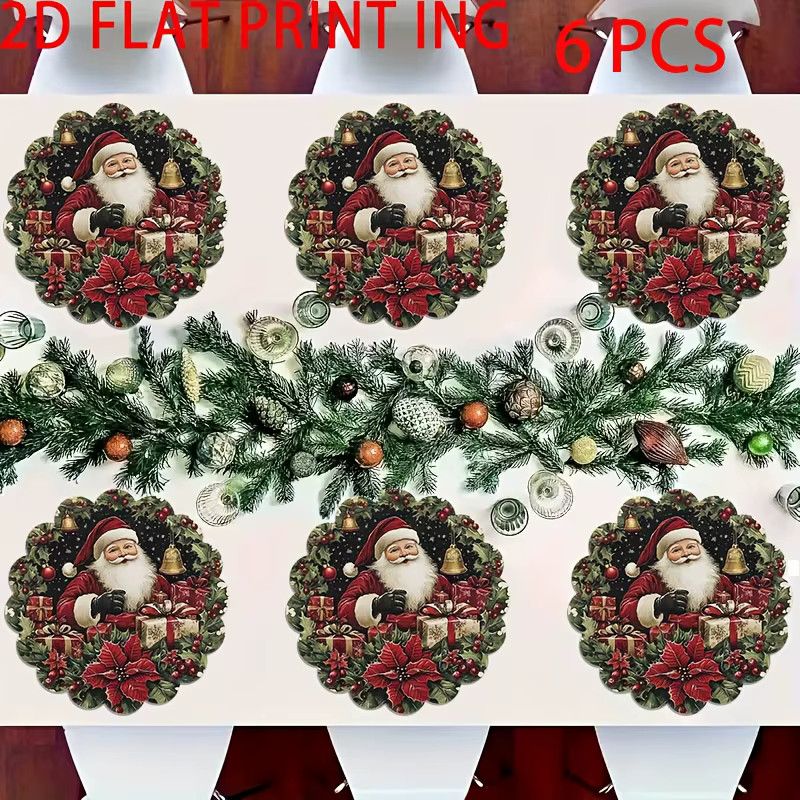 VIKAMA Weihnachtsmann Tischsets mit gewellten Kanten für Weihnachtsfeier und Tischdekoration - Bild 3