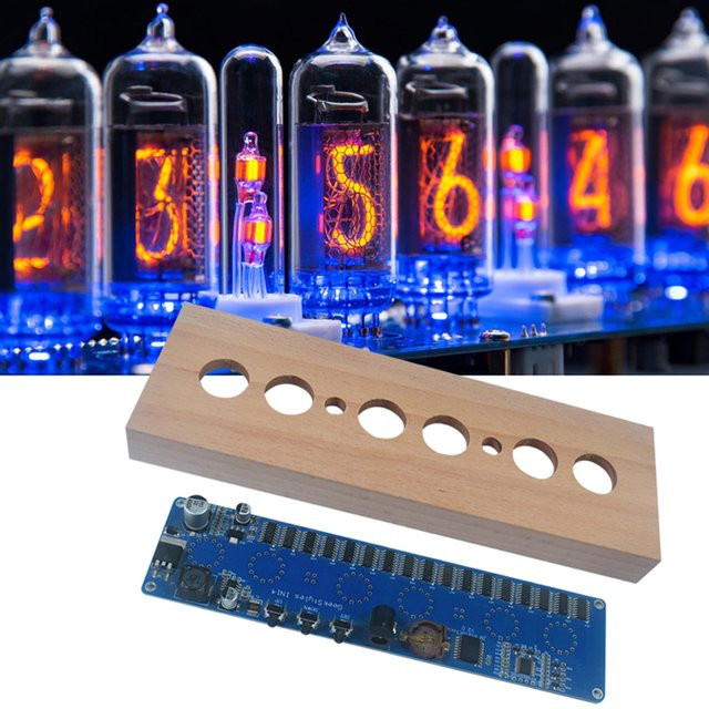 In14 Glow Tube Clock Montage Kit DIY Nixie Tube Digital LED Uhr mit Holzgehäuse im Industrial Design - Bild 1