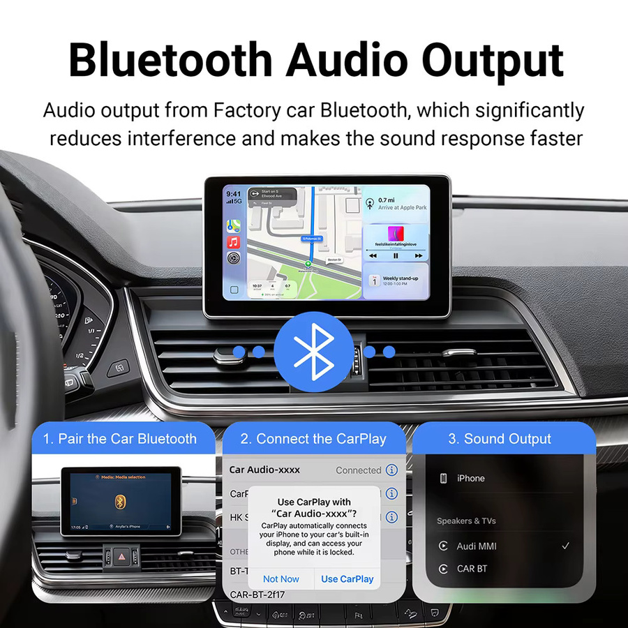 ANYFAR Kabelloses CarPlay und Android Auto Nachrüst-Decoder-Box-Kit für Audi A3 A4 A5 Q2L Q5L Q7 2016-2022 MIB/MIB 2 System, Schwarz - Bild 1