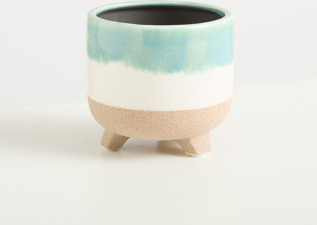 Keramik Übertopf BLUME2000 Tabletop in Sand, Weiß, Grün und Multicolour, Höhe: 10,5 cm, Breite: 10,0 cm, Tiefe: 10,5 cm - Bild 1
