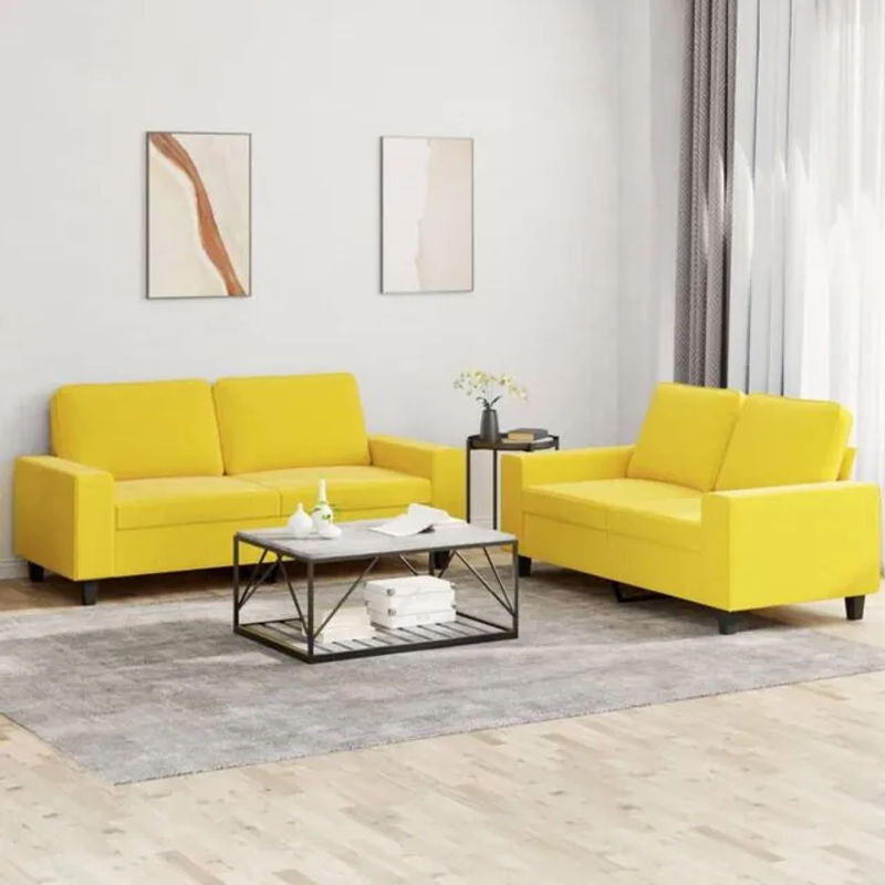 2-tlg. Sofagarnitur Vidaxl in Hellgelb aus Stoff im modernen Design - Bild 1