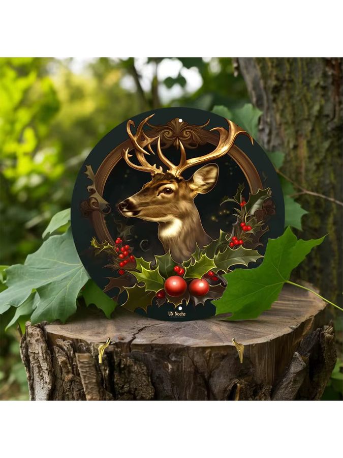 Potdemiel Weihnachts-Elch-Kranz Wanddekoration aus Aluminium, B/H: 20,3 x 20,3 cm - Bild 6
