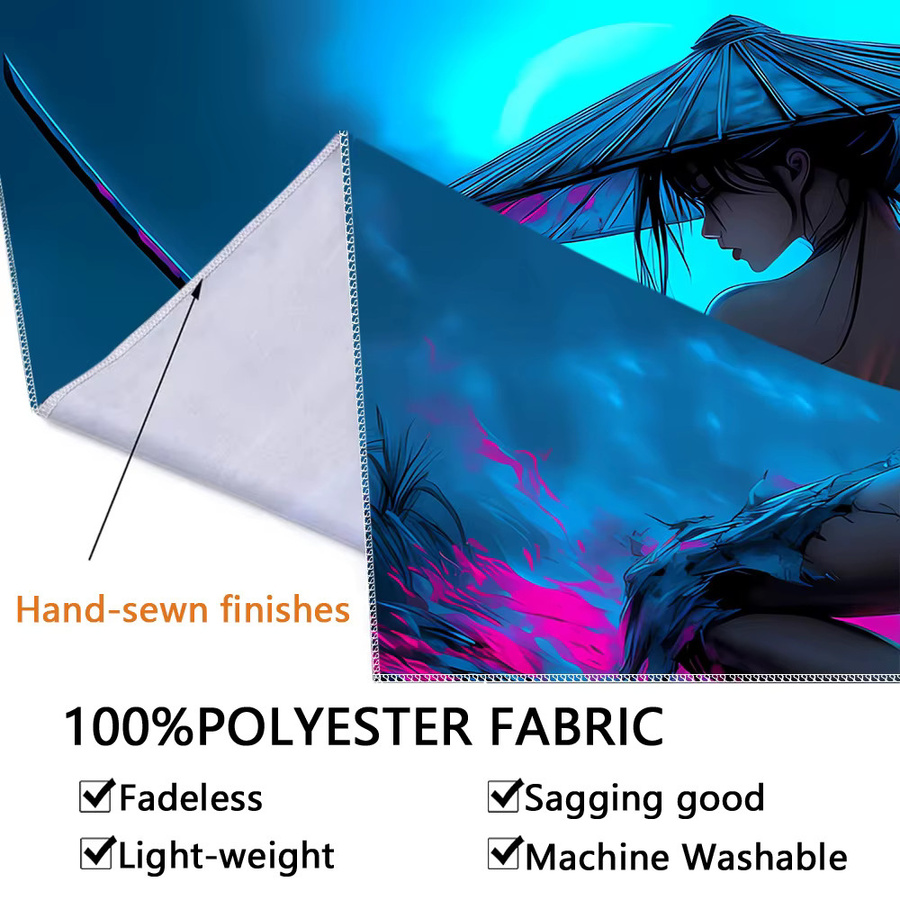 VIKAMA Cyberpunk Cartoon Anime Fluoreszierender Wandteppich, Mehrfarbig, B/H: 60 x 60 cm - Bild 3