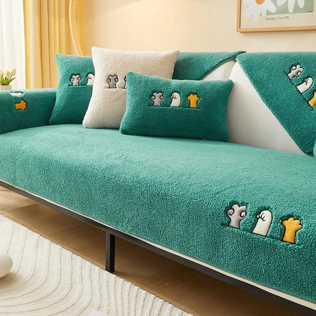 Warmes Plüsch-Couchkissen für das Sofa in Grün, quadratisch, B/B: 70 x 70 cm - Bild 1