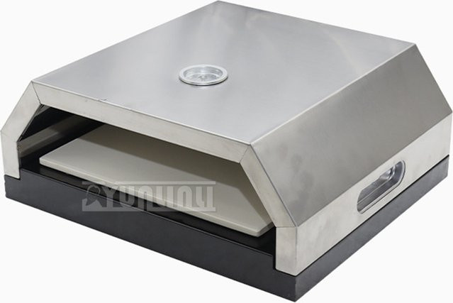 YunlinLi Pizzaofen aus Edelstahl mit Thermometer, tragbarer Outdoor-Ofen für Camping, Holzkohle oder Gas in Silber - Bild 1
