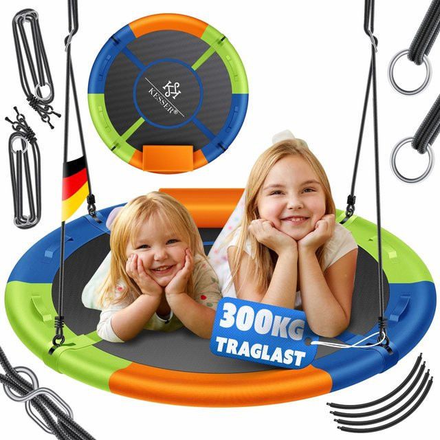 KESSER Nestschaukel Tellerschaukel aus Textilene für Kinder und Erwachsene, verstellbare Rundschaukel für Indoor und Outdoor - Bild 1