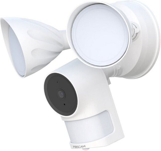 Foscam F41 Flutlichtkamera in Weiß mit 4 MP Auflösung, Bewegungsmelder, integrierter Beleuchtung, Sicherheitssirene, Nachtsicht, Zwei-Wege-Audio und KI-Personenerkennung via Dualband-WLAN oder LAN - Bild 1