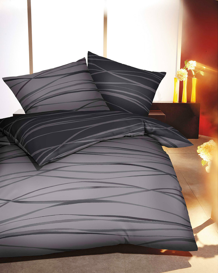 Kaeppel Mako-Satin Wendebettwäsche Motion mit grafischem Design in Multicolour, Braun und Grau, B/H: 135 x 200 cm - Bild 1