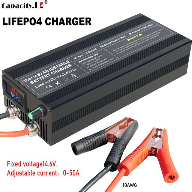 Lifepo4 Ladegerät für Lithium-Batterien mit 14,6 V, 36/50A in Schwarz für RV, Solar- und Outdoor-Power-Batterien - Bild 1