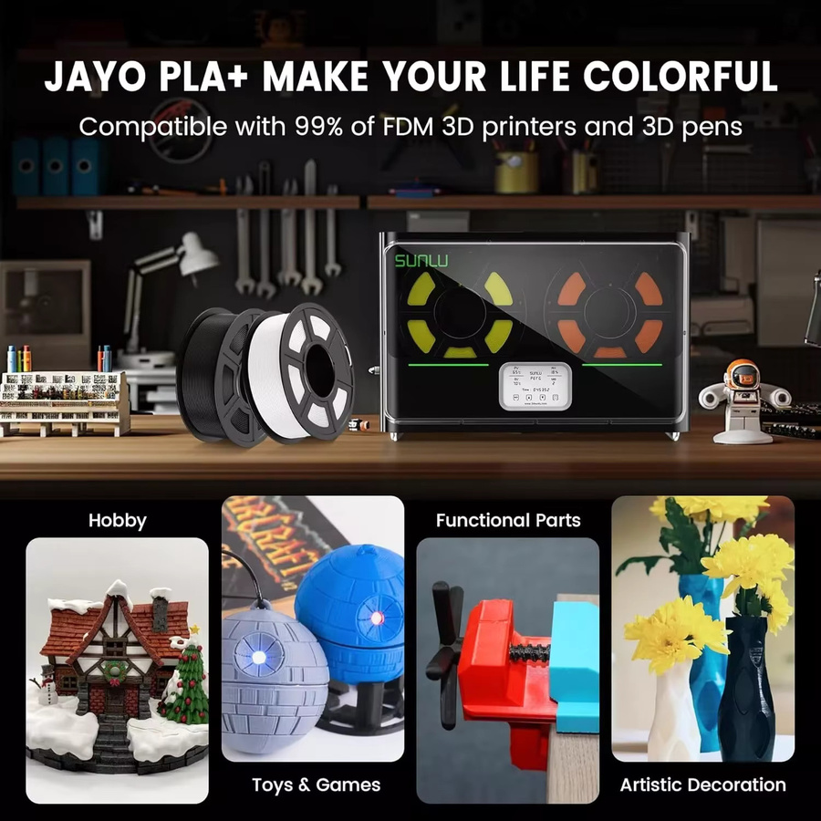 JAYO 3D-Druck Filament PLA Multicolor, 1,75 mm, 5 Rollen für FDM 3D-Drucker - Bild 4