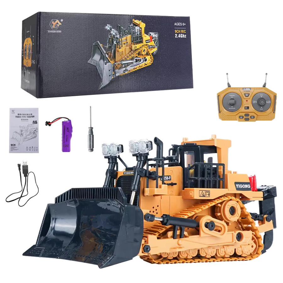 CONUSEA Ferngesteuerter Bulldozer im Maßstab 1:24 aus Metall und Kunststoff in Gelb mit Lichtfunktion - Bild 5