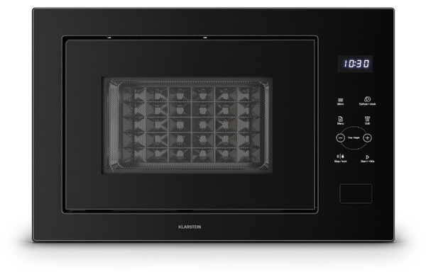 Klarstein Velaire Einbaumikrowelle mit Grill, Edelstahl und Schwarz, 25l, 850W Mikrowelle & 1200W Grill, 8 Programme, Touch, Timer