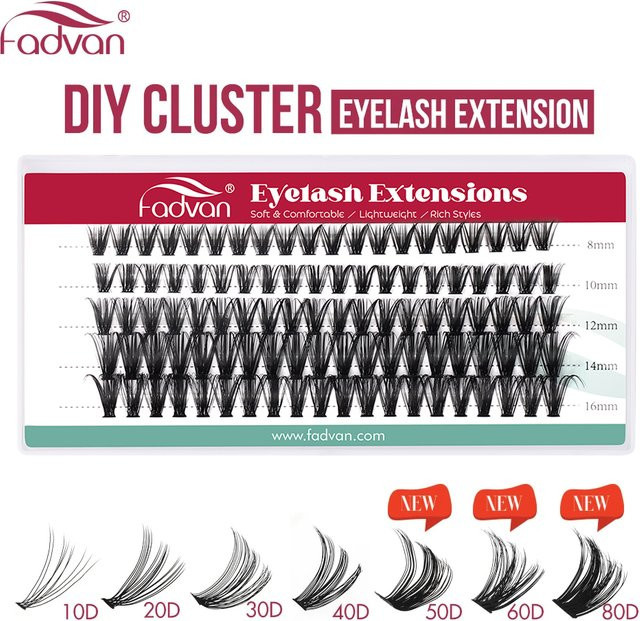 FADVAN Wimpernverlängerung, 5-reihig, Heat Cluster Bonded, C/D Curl, schwarz - Bild 1