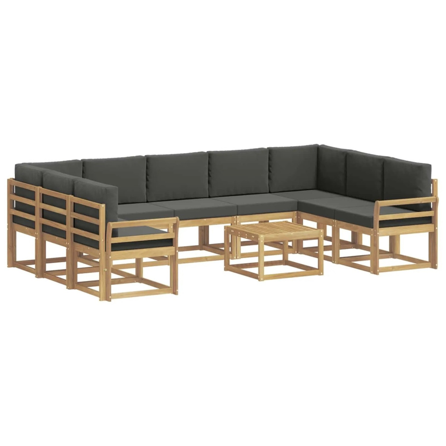 vidaXL Outdoor-Sofagarnitur 10-teilig aus Akazienholz in Weiß und Anthrazit mit L-Form, Eckelement, 3-Sitzer-Sofa und Couchtisch, B/T/H: 59 x 59 x 37 cm - Bild 2