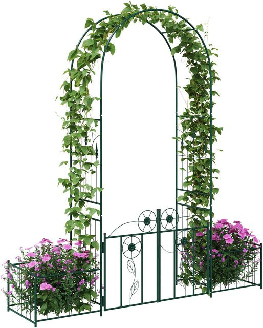 Yiwydaa Gartenbogen mit Schloss in Grün, Metall Klettergerüst zur Unterstützung, B/T/H: 203 x 50 x 218 cm - Bild 1