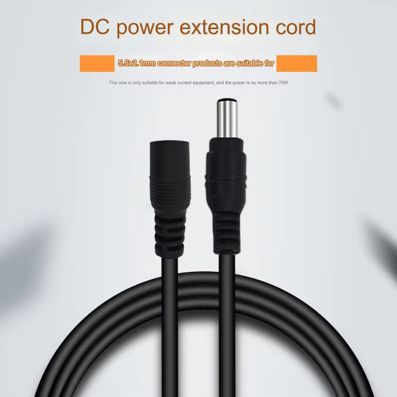 DC12V Stromverlängerungskabel mit 2,1 x 5,5 mm Stecker, männlich zu weiblich, schwarz, für CCTV-Überwachungskameras - Bild 5
