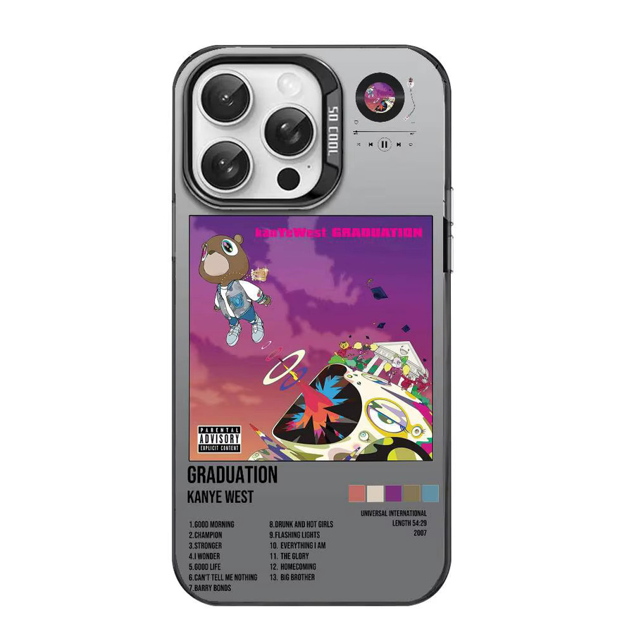 Kanye West Rapper Album Handyhülle für iPhone 16 15 14 13 12 11 Pro Max Plus, mehrfarbige Aurora Laser stoßfeste Schutzhülle - Bild 3