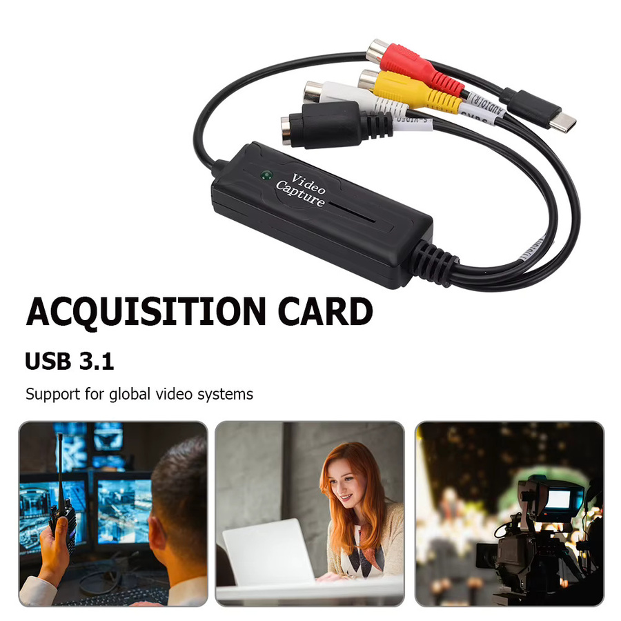 VODOOL USB Video Capture Card USB 3.1 Typ-C Konverter für VHS, TV, DVD und VCR in Schwarz - Bild 2