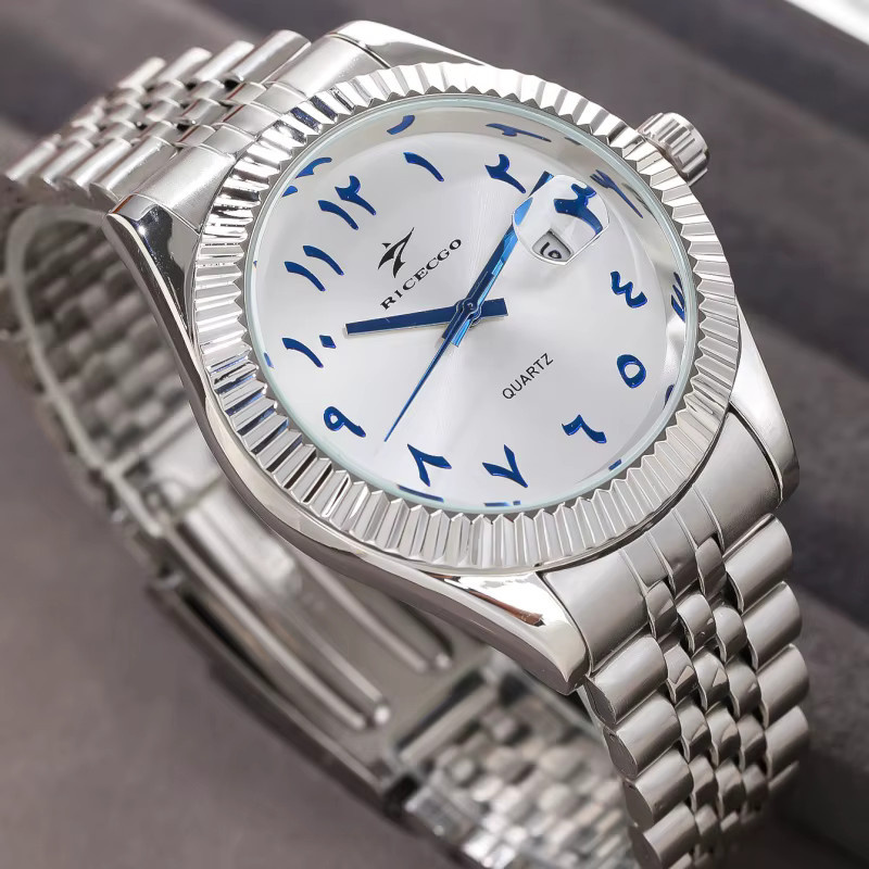 RICECGO Armbanduhr Edelstahl, Datum, Blau, Herren - Bild 3
