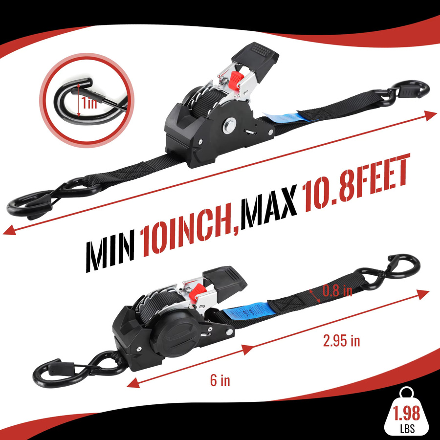 TLGREEN Ratschenriemen-Set in Schwarz, 2er-Pack, Breite: 25 mm, Länge: 3 m - Bild 3
