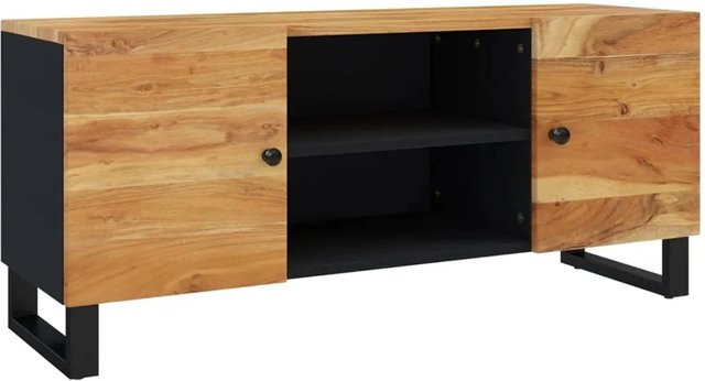 vidaXL TV-Schrank aus Massivholz Akazie im Industrie-Stil, Farben: Schwarz/Braun, B/T/H: 105 x 33 x 46 cm - Bild 1