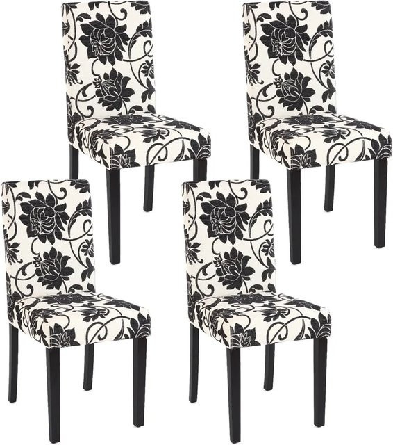 CHEFGASTRO Esszimmerstuhl 4er-Set Jacquard Textil in Beige oder Grau-Schwarz mit Buche-Beinen, B/T/H: 43 x 56 x 90 cm, Sitzhöhe: 45 cm - Bild 1