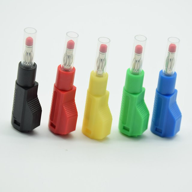 Feder-Teleskopmantelhalter Pistolentyp aus reinem Kupfer in Blau und Mehrfarbig mit 4-mm-Bananenstecker für 32 A Hochstrom - Bild 1