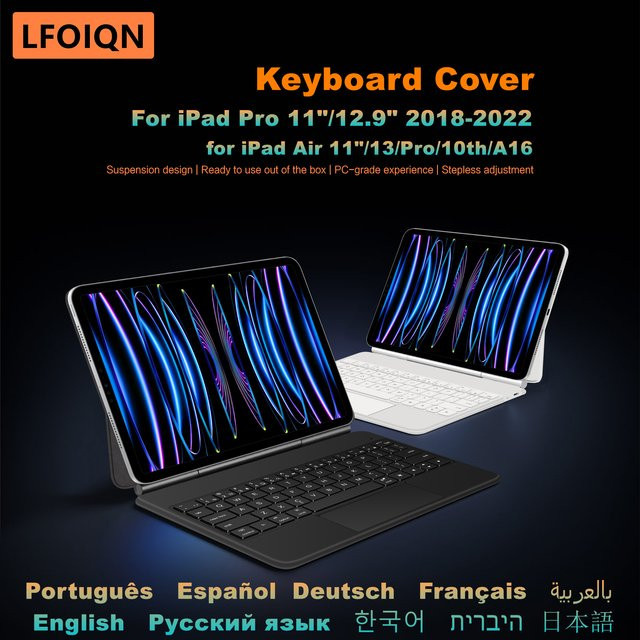 LFOIQN Magic Keyboard Hülle für iPad Pro 11 und 12,9 Zoll sowie iPad Air, Farbe: Weiß, mit Scissor-Tasten - Bild 1
