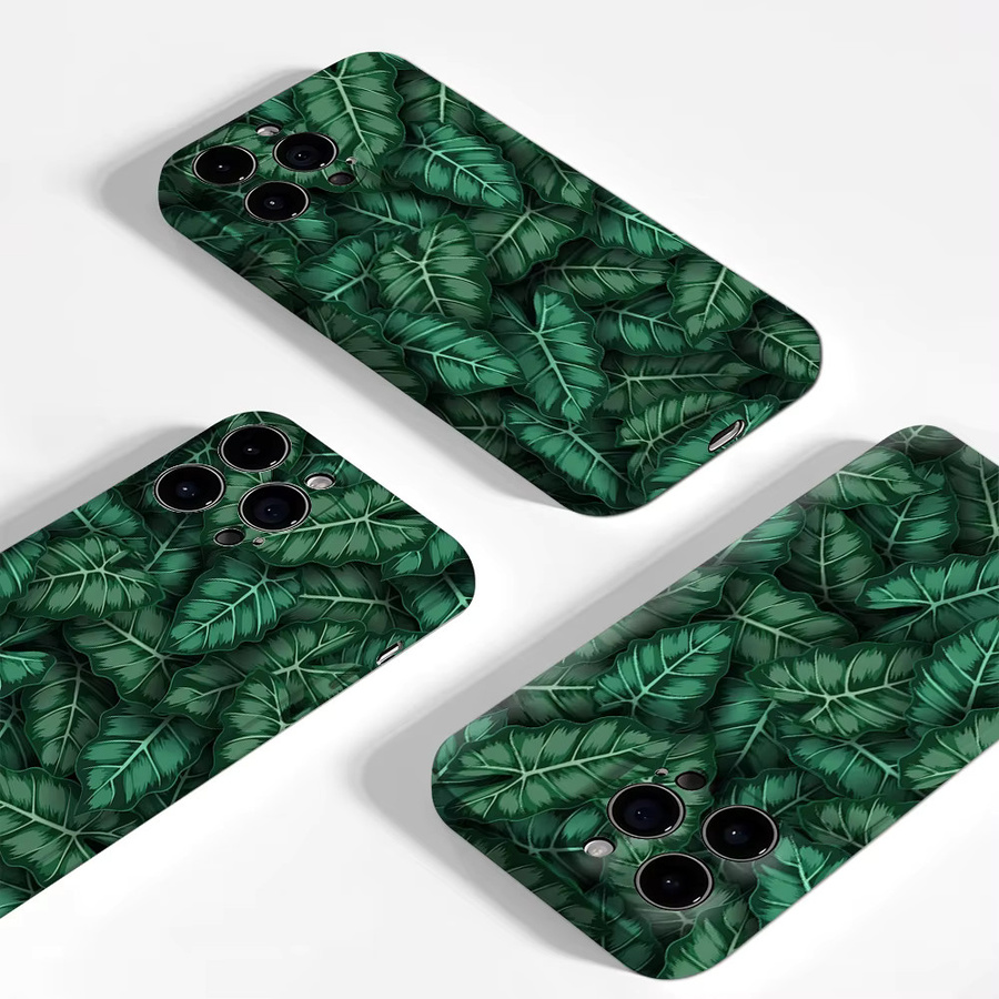 Robuste Handyhülle mit grünem Blattmuster für iPhone 17 16 15 14 13 Pro Max Plus von Potdemiel - Bild 3