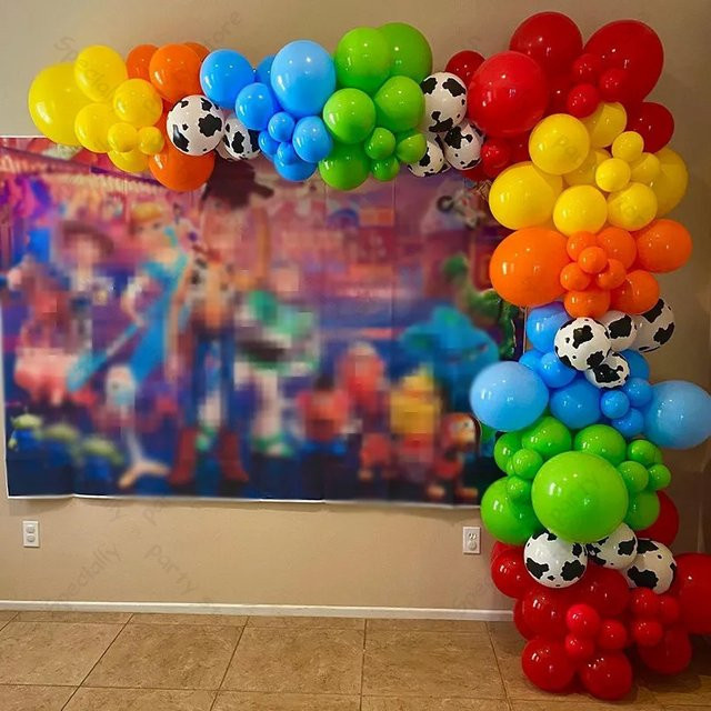 142 Stück Bauernhof-Geburtstagsballons Set mit Girlandenbogen in Pastellfarben und Kuhprint für Kinder und Babypartys, Mehrfarbig - Bild 1