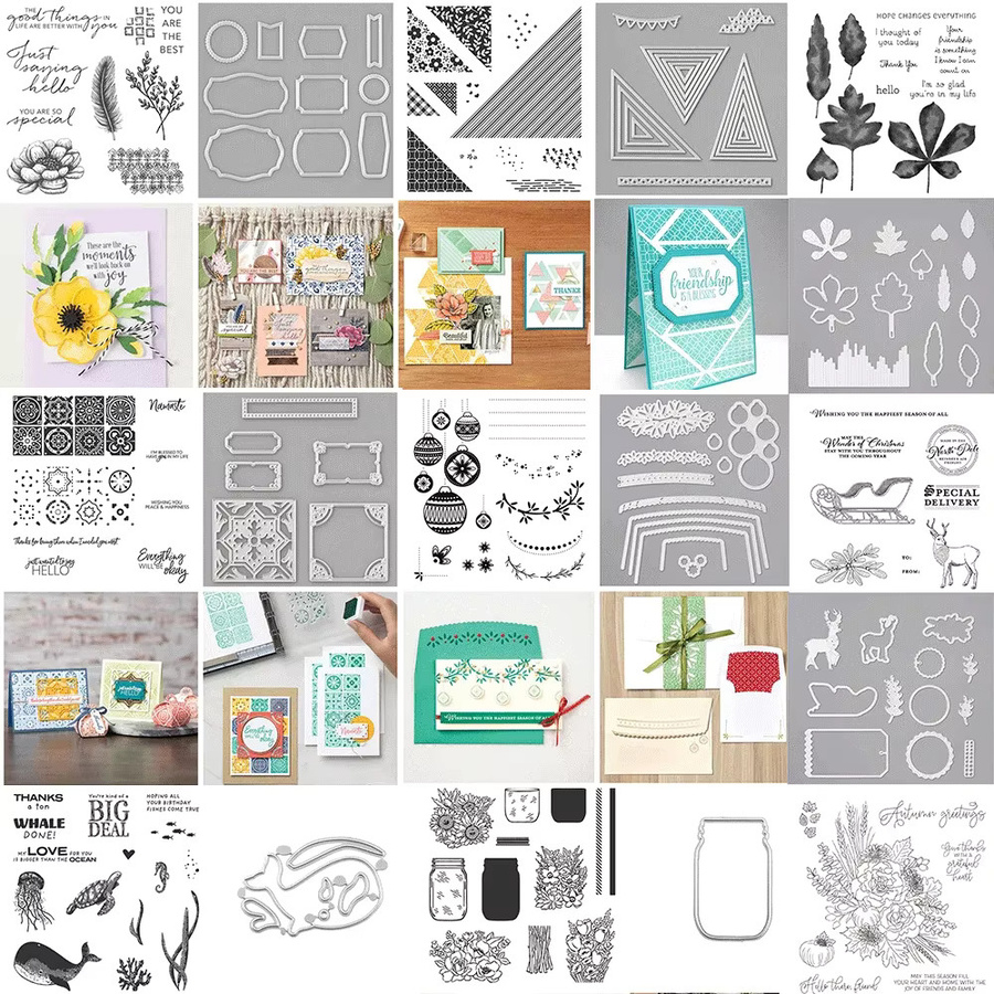 Herbstgrüße Stempelset mit transparenten Stempeln und Metall-Stanzformen für Scrapbooking und DIY-Bastelarbeiten - Bild 2