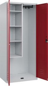 C+P Putzmittel-Spind Classic PLUS mit 2 Abteilen und Zylinderschloss in Lichtgrau und Rubinrot, B/T/H: 185 x 80 x 50 cm - Bild 1