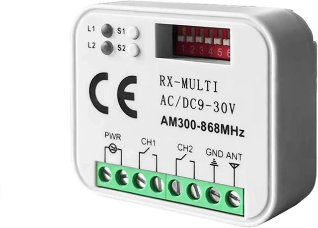 YJMP Universal HF-Fernbedienungsschalter Empfänger 300-868MHz 433MHz AC/DC 9-30V für Garagentorsteuerung in Silber - Bild 1