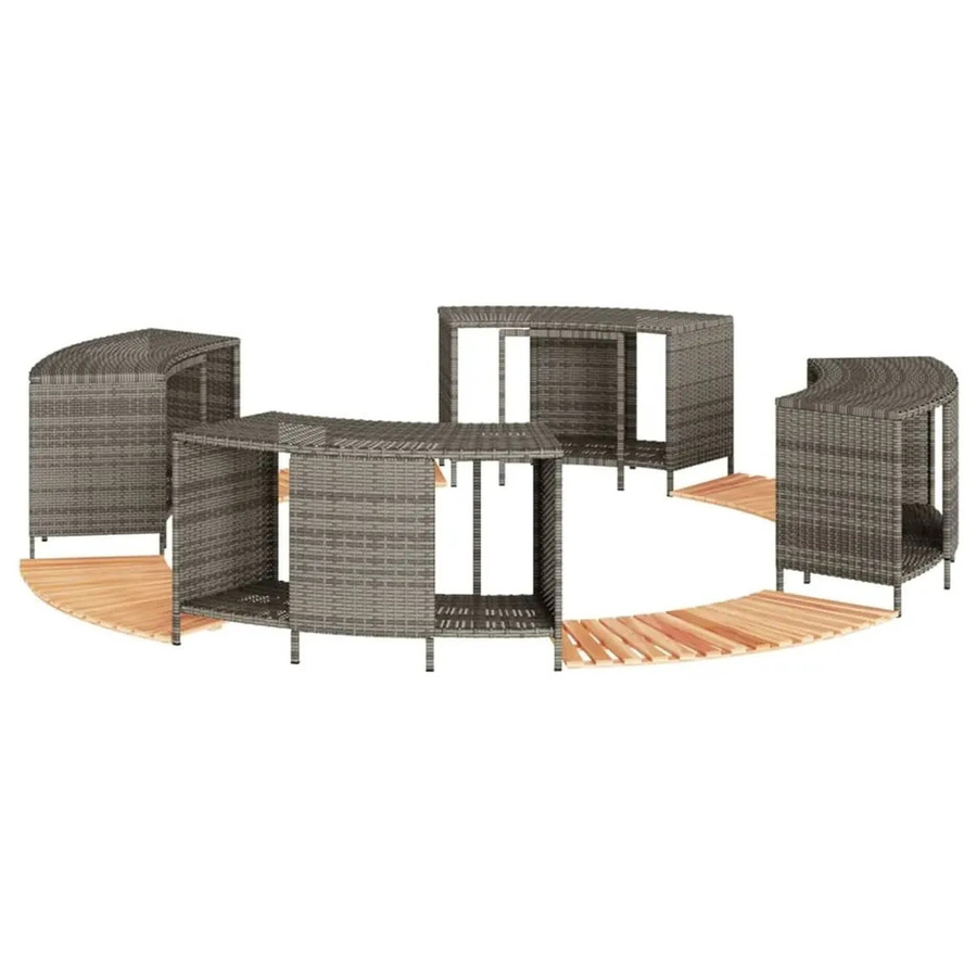vidaXL Whirlpool-Umrandung aus Polyrattan und Akazienmassivholz in Grau - Bild 2