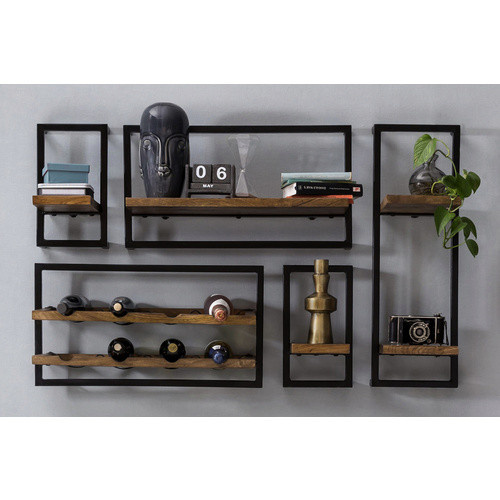 SIT Wandregal PANAMA mit 7 Fachböden aus Holz und Metall in Braun, B/T/H: 120 x 25 x 75 cm - Bild 2