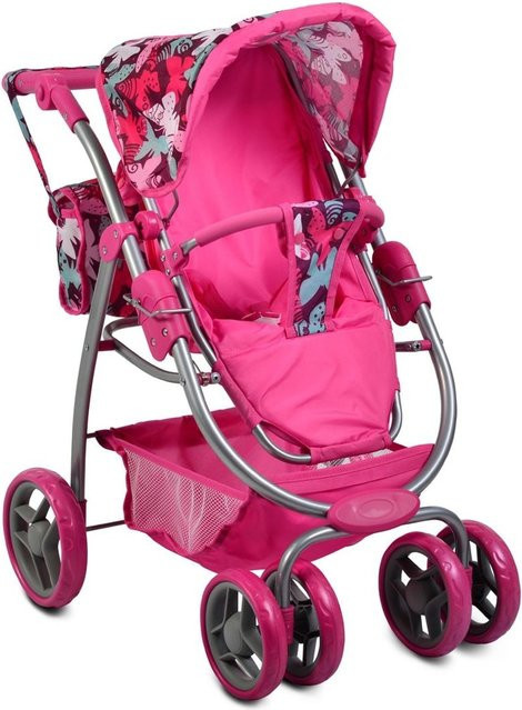 Moni Puppenbuggy Puppenwagen Sweet Hard 9662 mit Winterkorb und Tasche, rosa - Bild 1