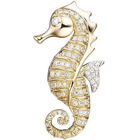 Colfem Anhänger Seepferdchen, 585 Gelbgold, 73 Diamanten, Brillanten, Unisex - Bild 1