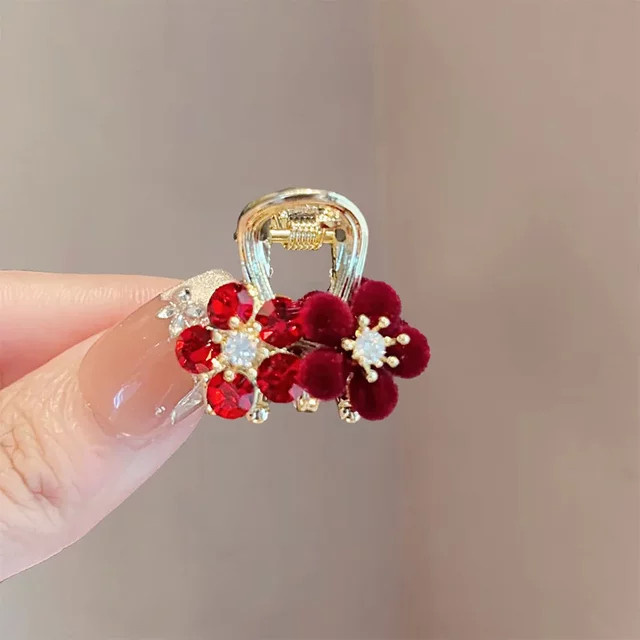 HIYAYZ Haarklammer, rote Pflaumenblüten, Damen - Bild 1