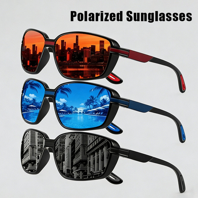 DIXSG Sonnenbrille, Square, Vollrand, Kunststoff, Schwarz, Unisex, polarisiert - Bild 1