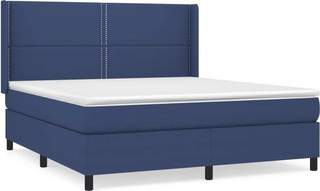 vidaXL Boxspringbett Hybrid mit Matratze und Kopfteil, Blau, B/T/H: 180 x 200 x 118 cm - Bild 1