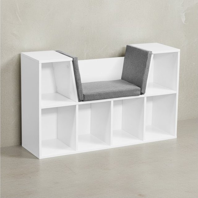 KADIMA DESIGN Schuhregal mit Sitzbank in Weiß und Grau mit 6 Fächern, B/H/T: 101,5 x 62 x 30 cm - Bild 1