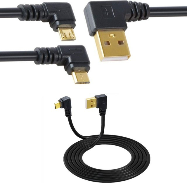 BSN USB 2.0 auf Micro-USB-B Kabel, vergoldet, 90-Grad-Winkel, schwarz, Länge: 15 cm - Bild 1